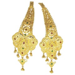 Vintage KDM Ornate/Detailed 22 Karat India Royal Wedding Drop Earrings