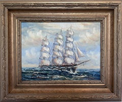 Framed Nautical Seascape Oil Painting Signed K. Dossi Maritime Ship Artwork