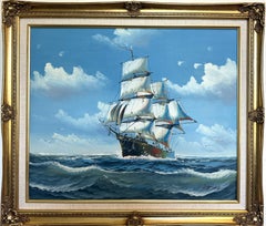 K. Dossi Oil Painting Sailing Ship Seascape Signed Maritime Art Ocean Nautical