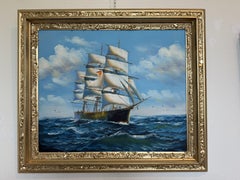 K.Dossi Original Sailing Ship Oil Painting, Nautical Seascape Unique Shell Decor