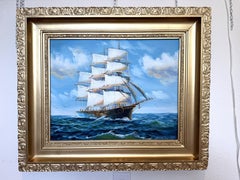 Vintage Oil Painting Tall Ship Seascape Signed K. Dossi Maritime Marine Art