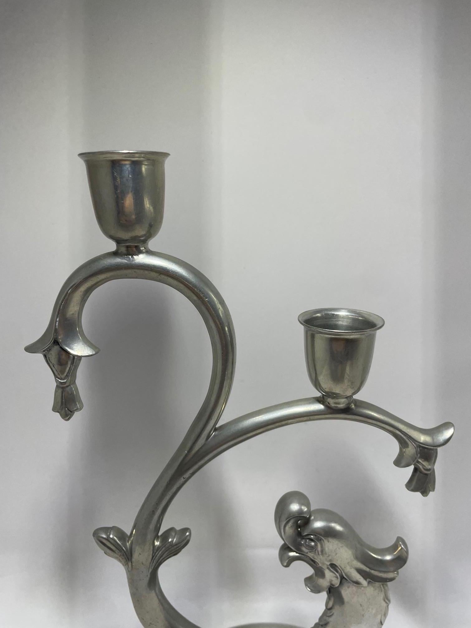 Suédois Ke & Co, Eskilstuna - Paire de chandeliers en étain en vente
