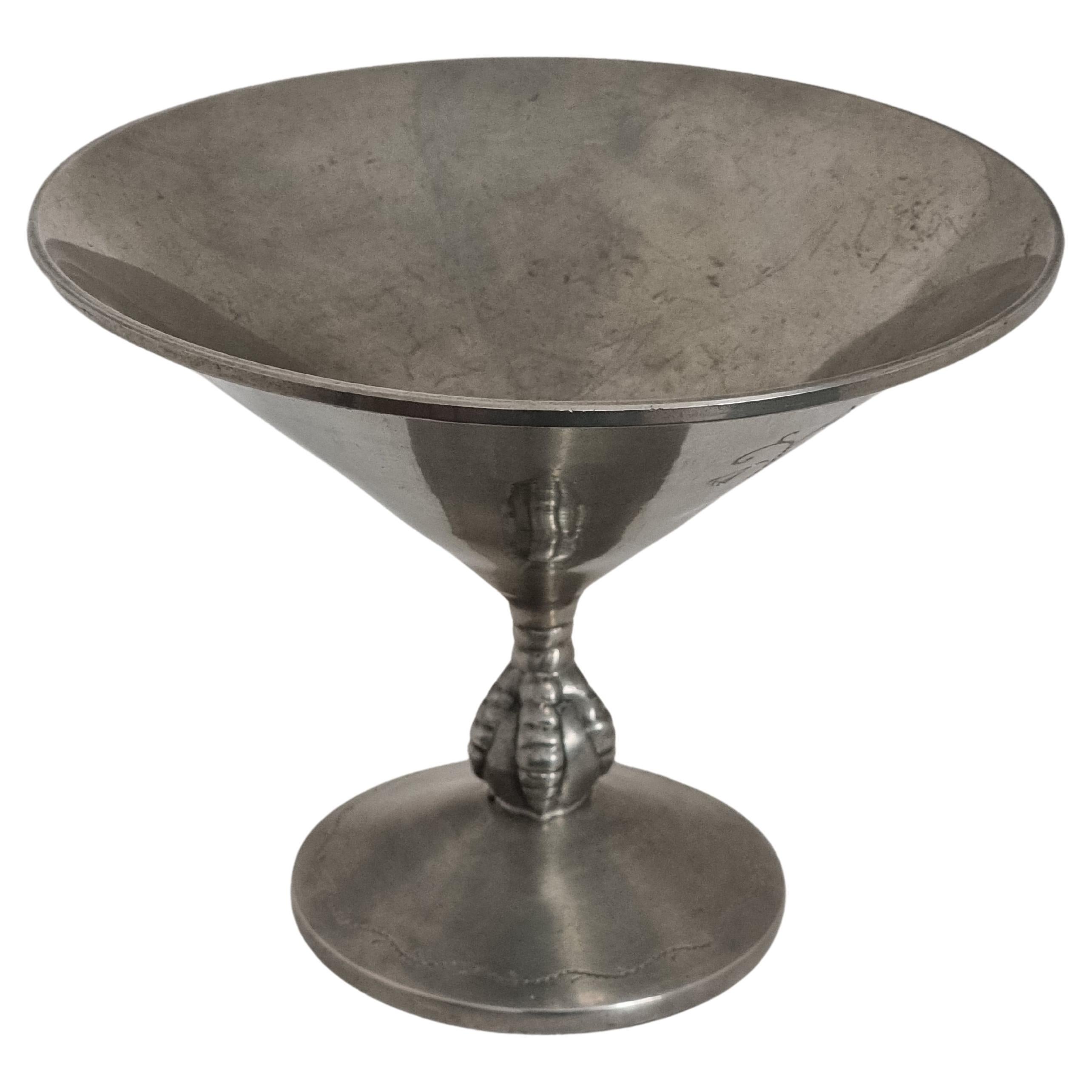 KE & Co, pewter bowl with ball & claw decor, Swedish Grace 1930 For Sale