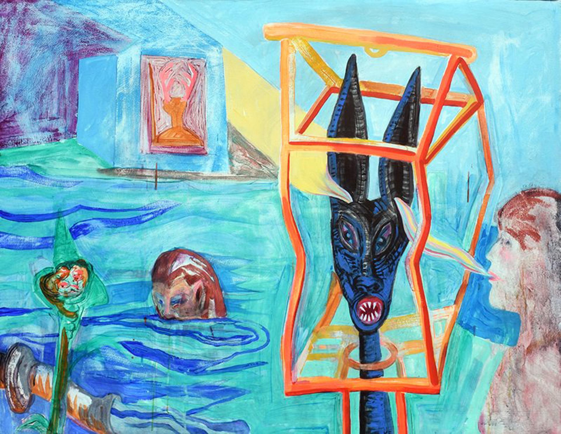 In One Ear and Out the Other - Painting by Ke Francis