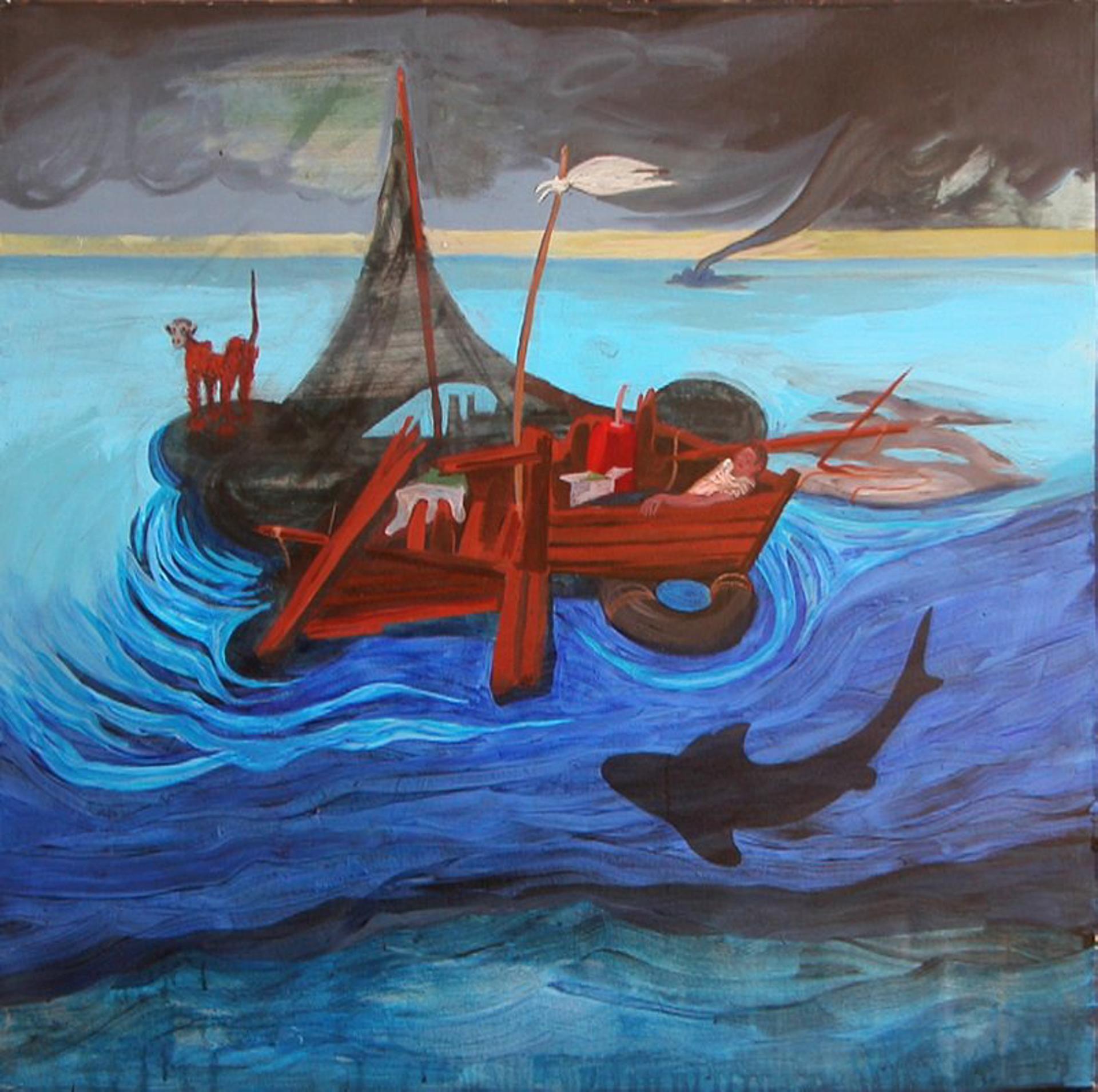 Rafter and Approaching Storm - Painting by Ke Francis