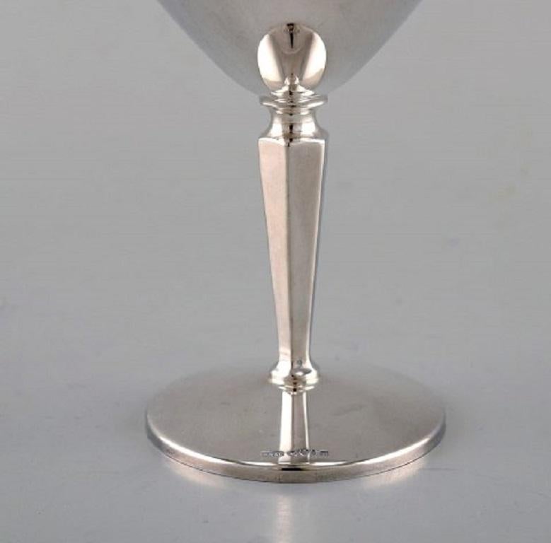 Scandinavian Modern K&EC, Sweden, Twelve Modernist Cocktail Glasses in Silver 830, Dated 1968
