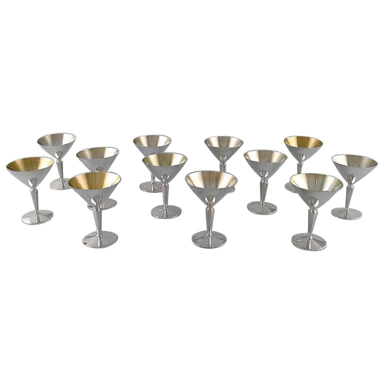 K&EC, Sweden, Twelve Modernist Cocktail Glasses in Silver 830, Dated 1968  at 1stDibs | k&ec silver