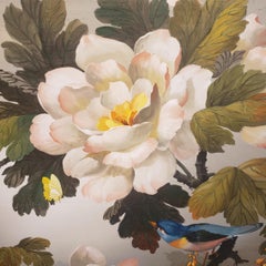 Oriental Flowers and Birds, Oil, Silk on Canvas, Chinese artist,  1960's