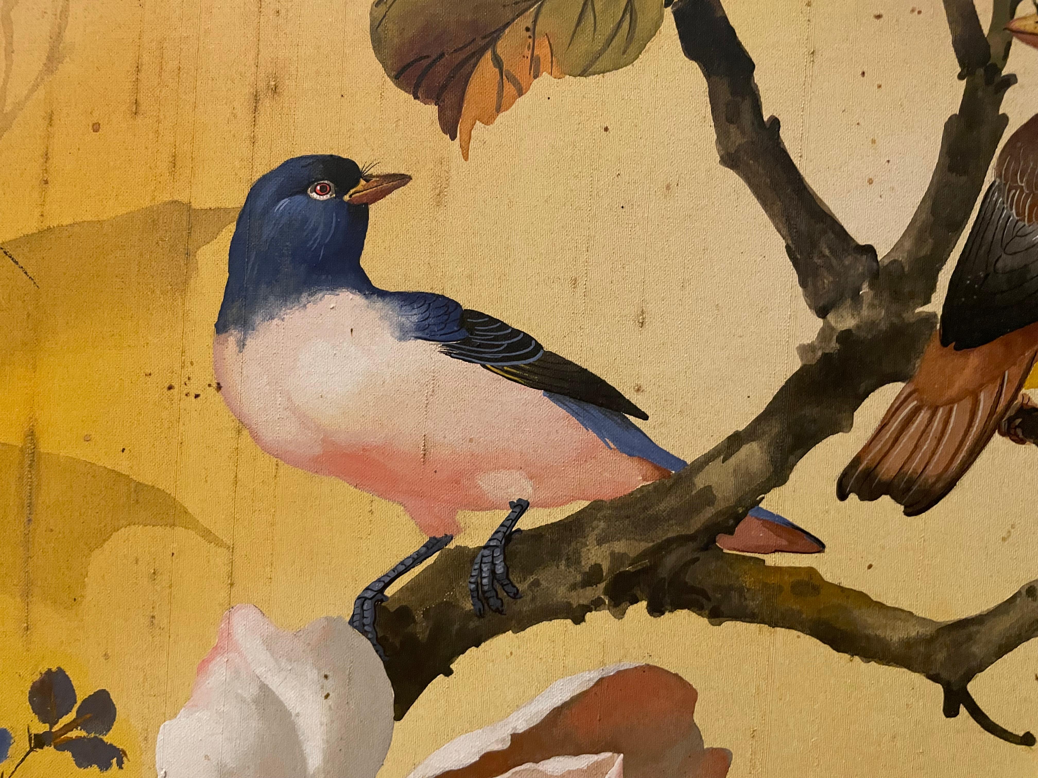 Birdbirds among Blossoms - Autres styles artistiques Painting par Kee Wu Wah