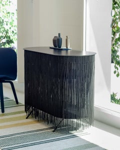 Keefer Credenza, Calen Knauf, Black Bamboo Beaded Console Table Oak - 40"