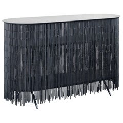 Keefer Credenza, Calen Knauf, Black Bamboo Beaded Console Table Oak - 48"