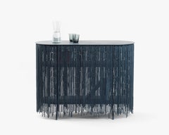 Keefer Credenza, Calen Knauf, Petrol Blue Bamboo Beaded Console Table Oak - 48"