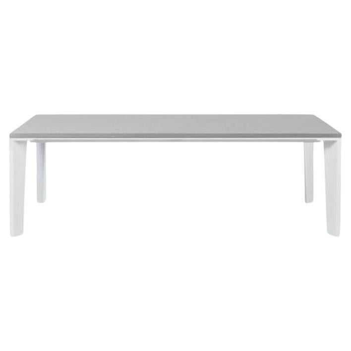 Keel Dining Table - OutdoorSz 1, Belgium Fog Top, Pearl Frame For Sale