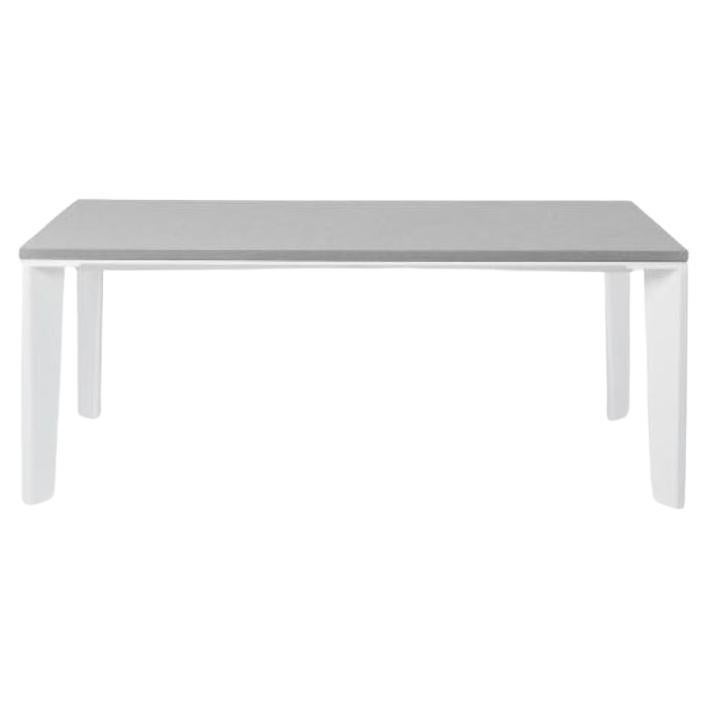 Keel Dining Table - OutdoorSz 2, Belgium Fog Top, Pearl Frame For Sale