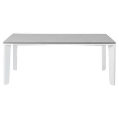 Keel Dining Table - OutdoorSz 2, Belgium Fog Top, Pearl Frame