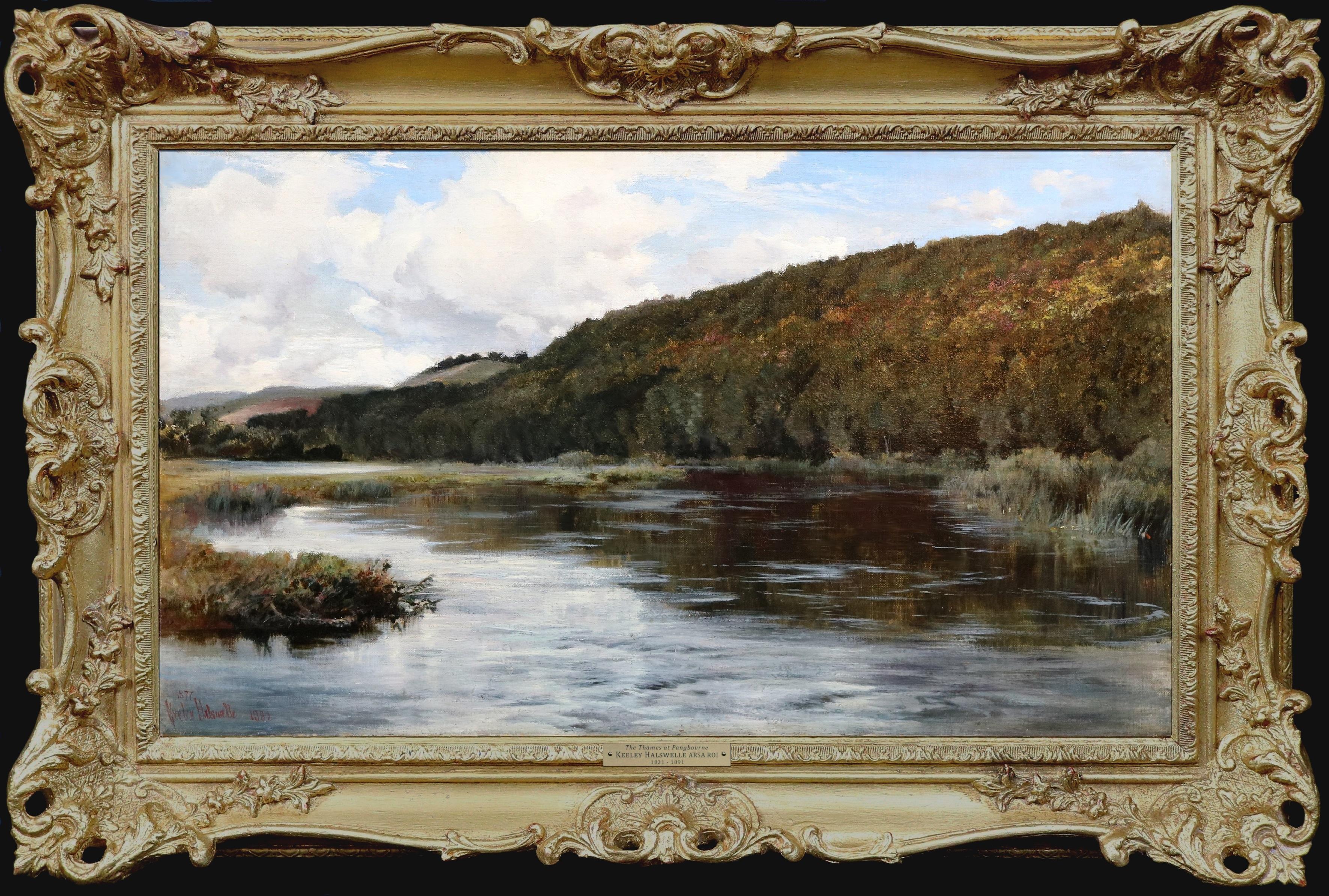 19th Century English Summer Landscape Oil Painting River Thames at Pangbourne