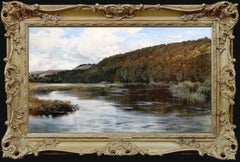 19th Century English Summer Landscape Oil Painting River Thames at Pangbourne