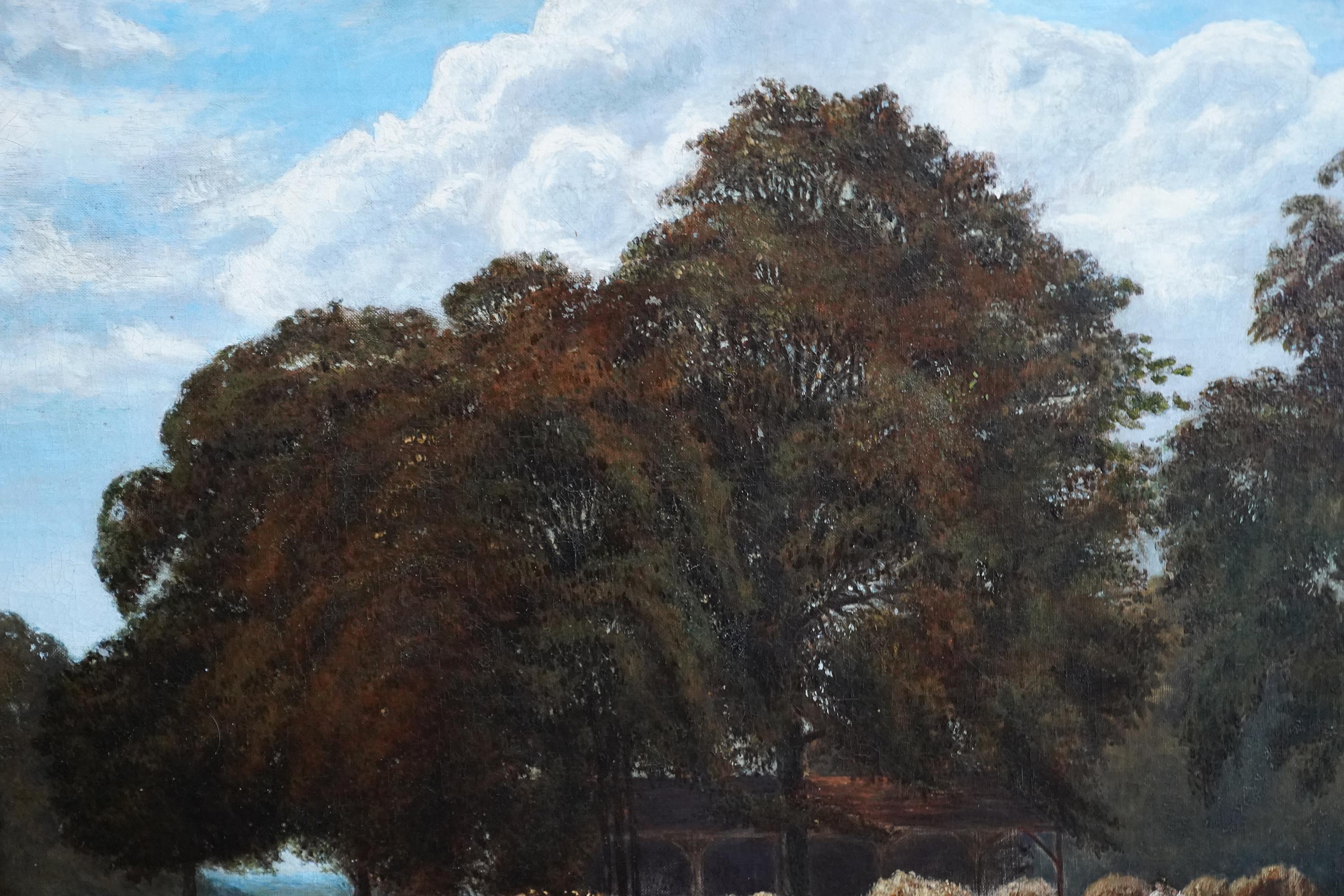 Harvest Landscape - British 19th century art Victorian landscape oil painting For Sale 6