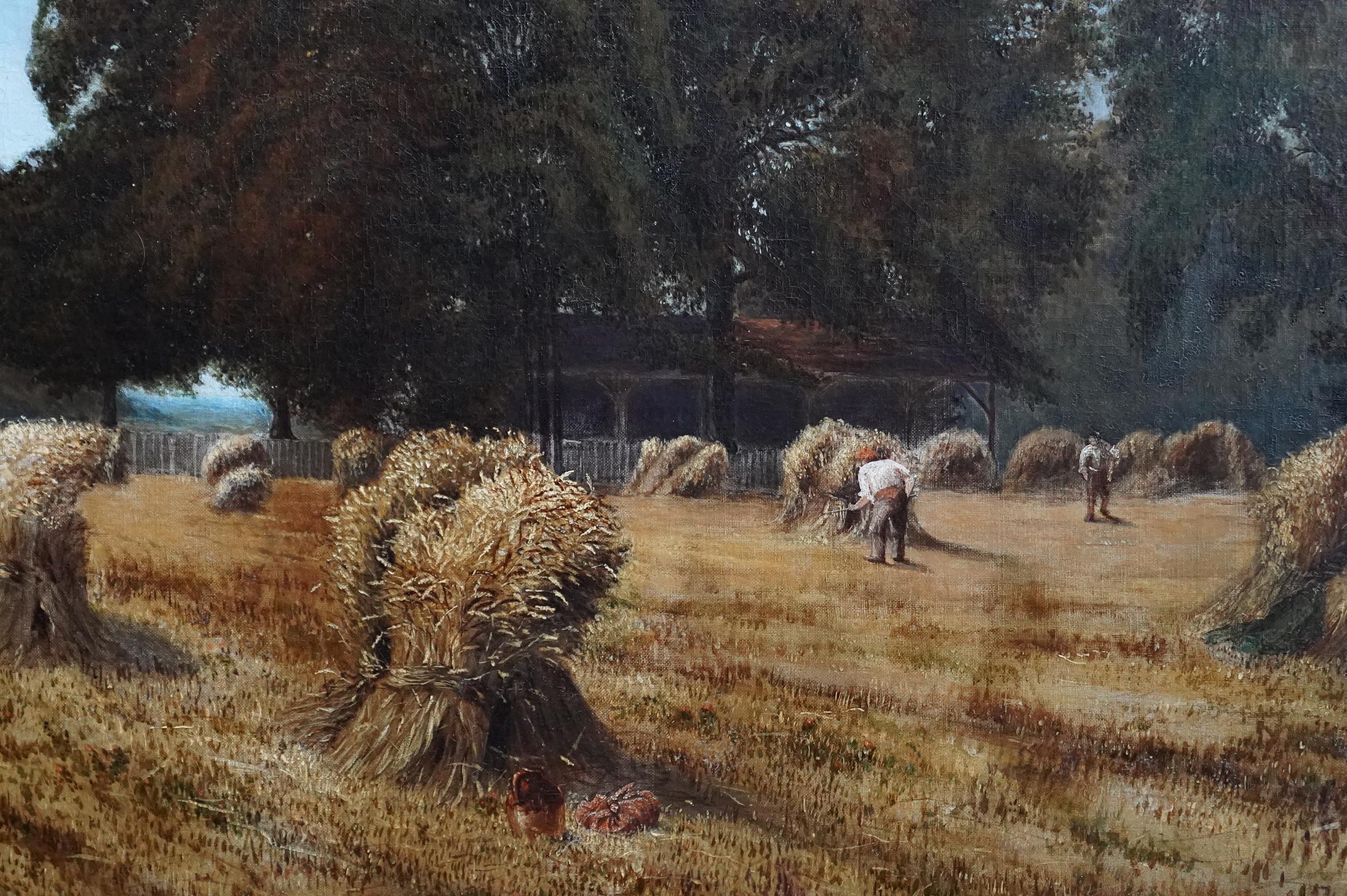 Harvest Landscape - British 19th century art Victorian landscape oil painting For Sale 1