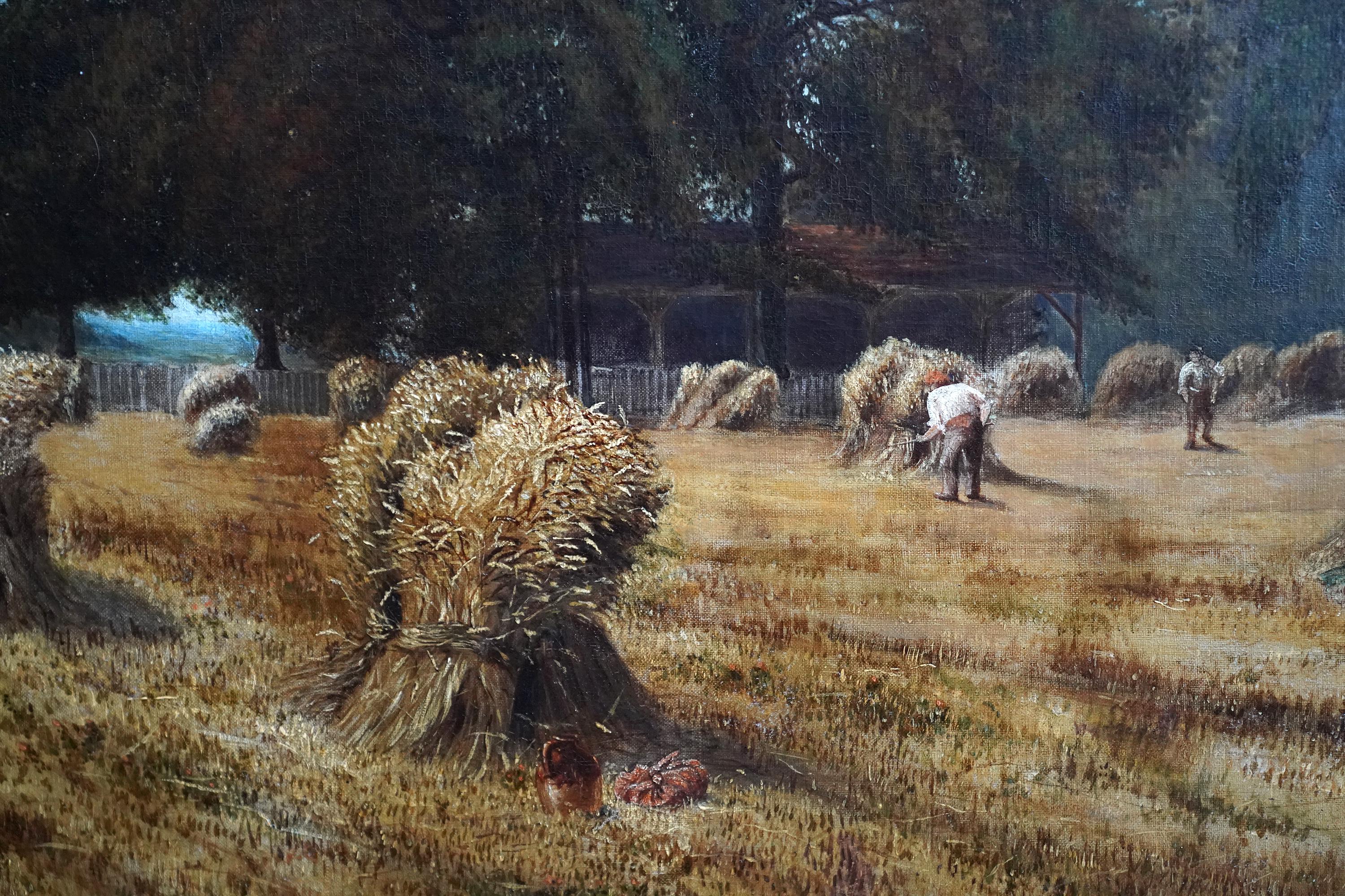 Harvest Landscape - British 19th century art Victorian landscape oil painting For Sale 2