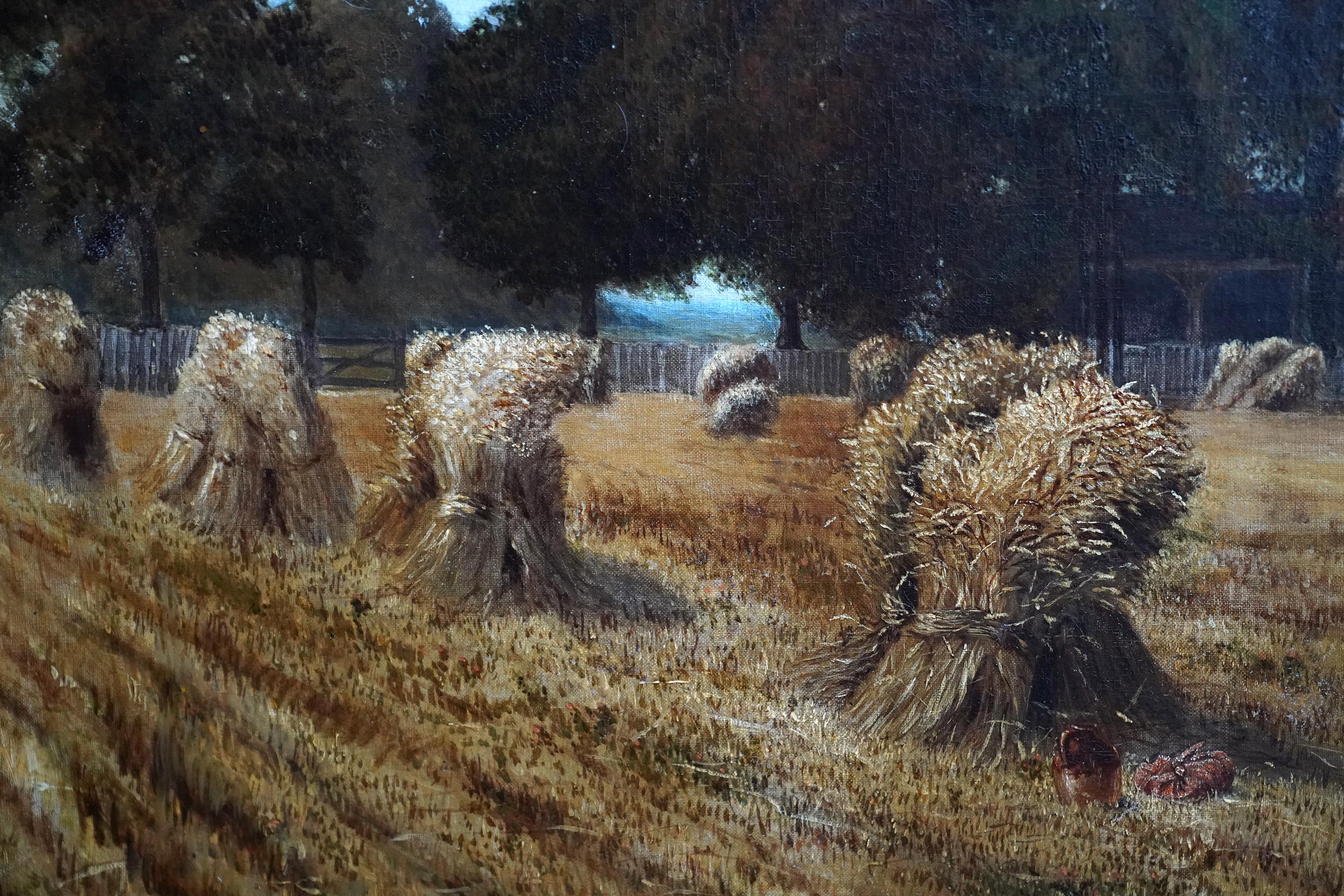 Harvest Landscape - British 19th century art Victorian landscape oil painting For Sale 3