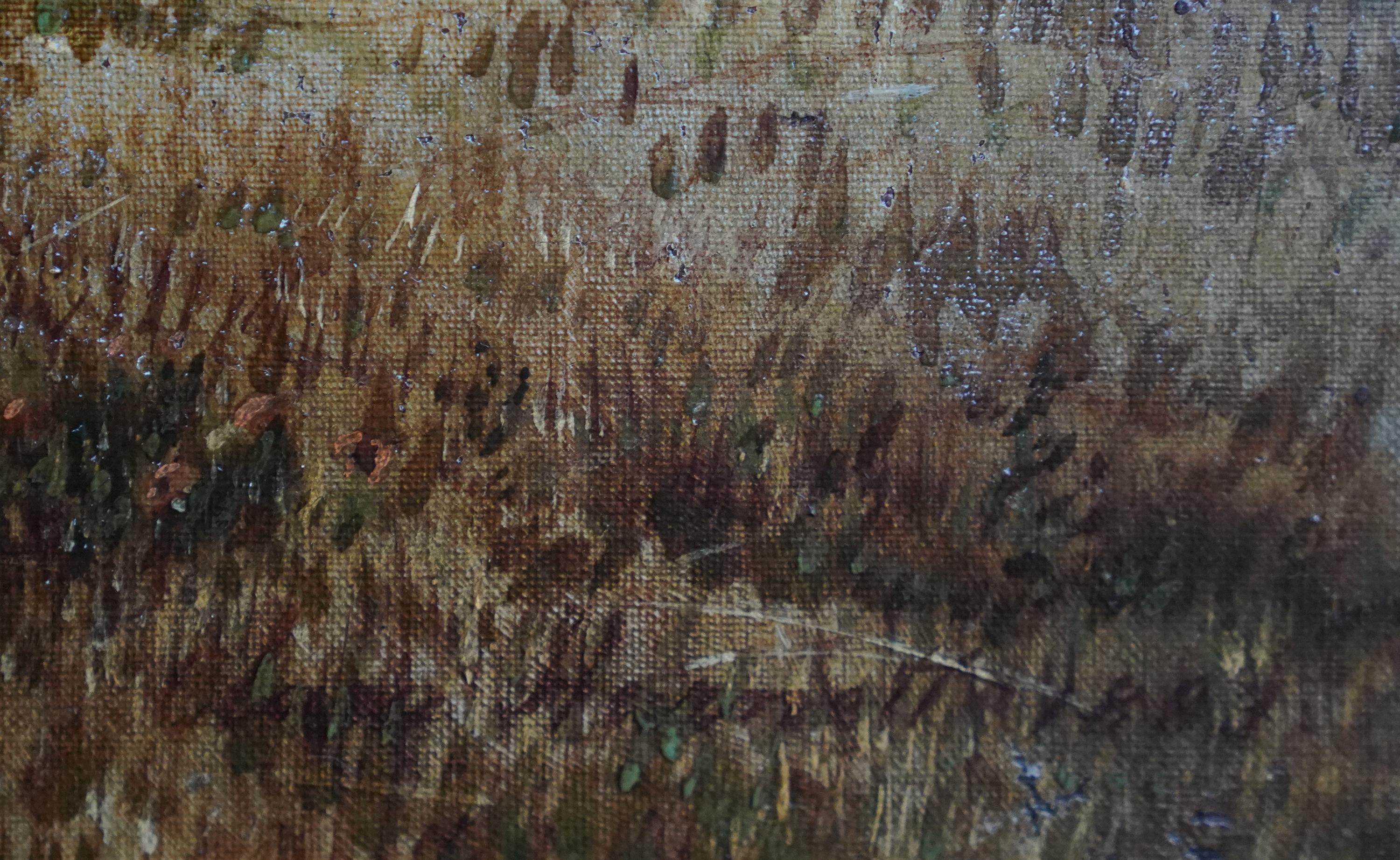 Harvest Landscape - British 19th century art Victorian landscape oil painting For Sale 5