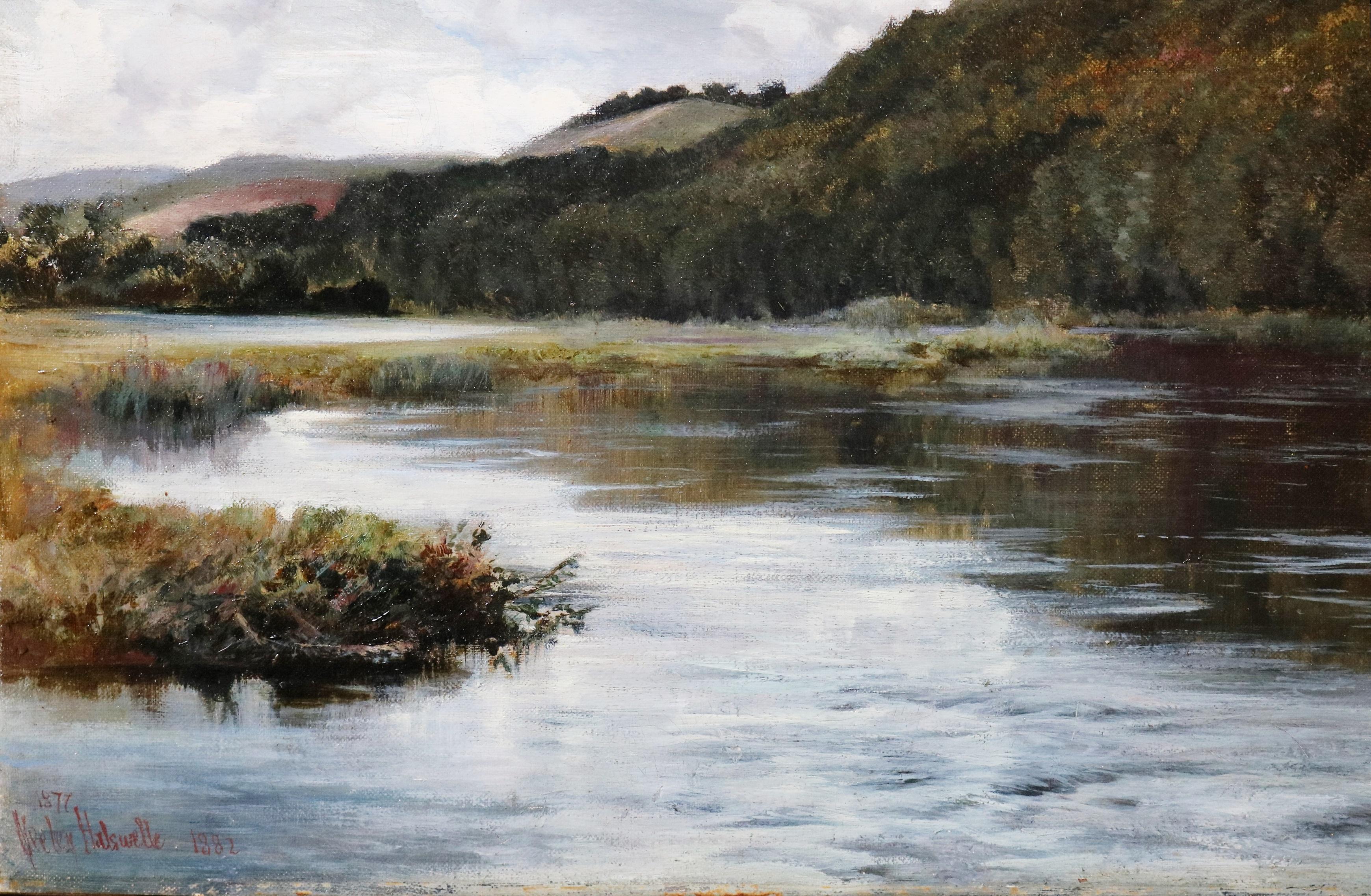 Die Themse bei Pangbourne - Ölgemälde aus dem 19. Jahrhundert Englische Flusslandschaft im Angebot 1