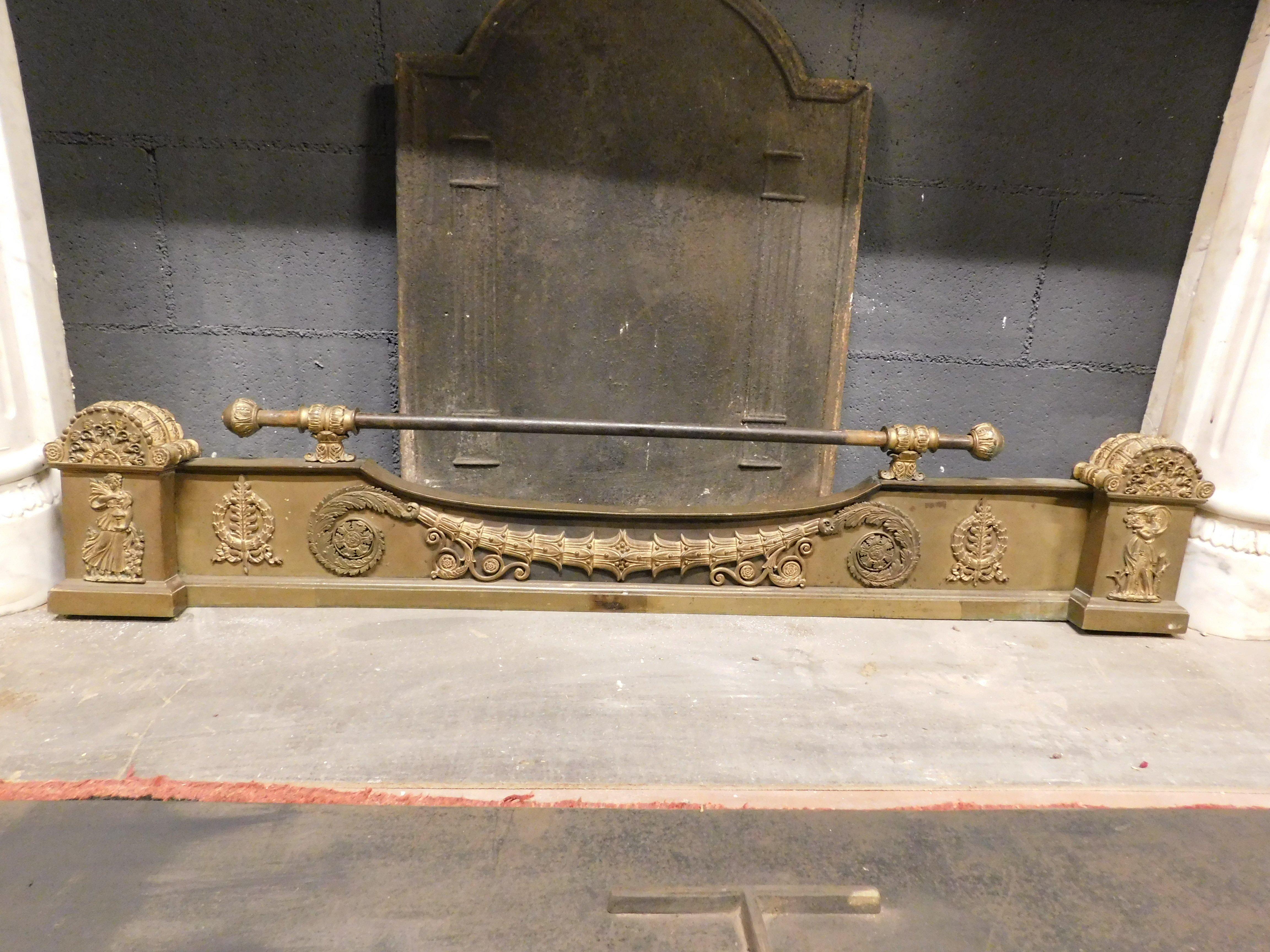 19th Century Keep ash, gilded sheet metal fireplace tool, Italy For Sale
