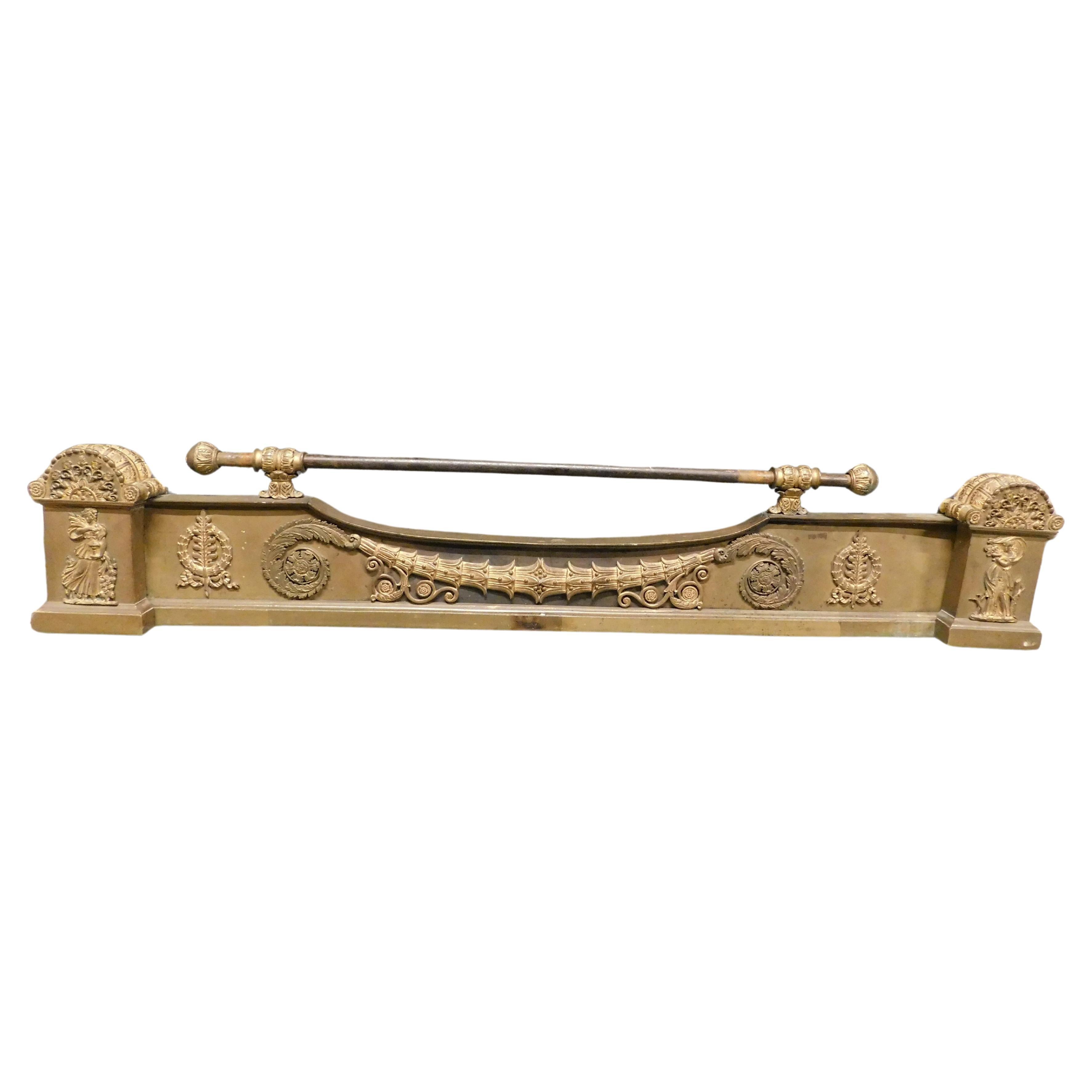 Keep ash, gilded sheet metal fireplace tool, Italy