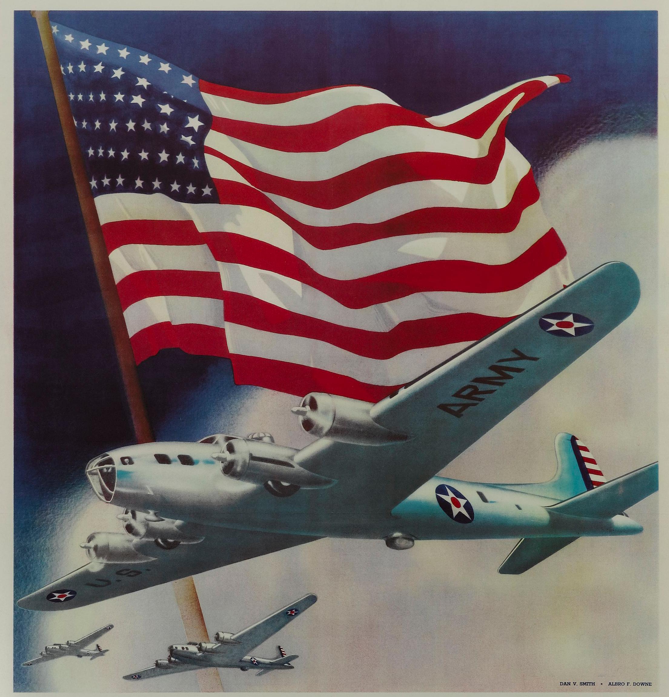 Américain « Keep 'Em Flying' est notre Battle Cry ! » Affiche de recrutement de l'armée de la Seconde Guerre mondiale  en vente