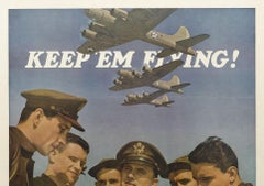 "Keep 'Em Flying" Vintage WWII U.S. Army Air Corps Recruitment Poster, 1942
