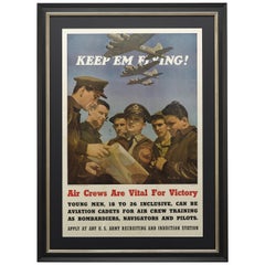 "Keep 'Em Flying" Vintage WWII U.S. Army Air Corps Recruitment Poster, 1942