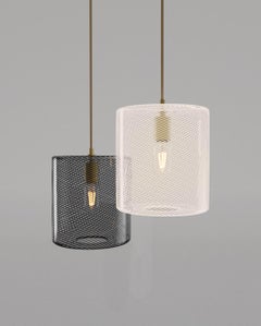 Keep Handblown Glass Drum Pendant, Mid-Century Inspired Patterned Glass