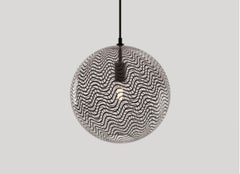 KEEP Handblown Glass Globe Pendant Light, Mid-Century Inspired Patterned Glass