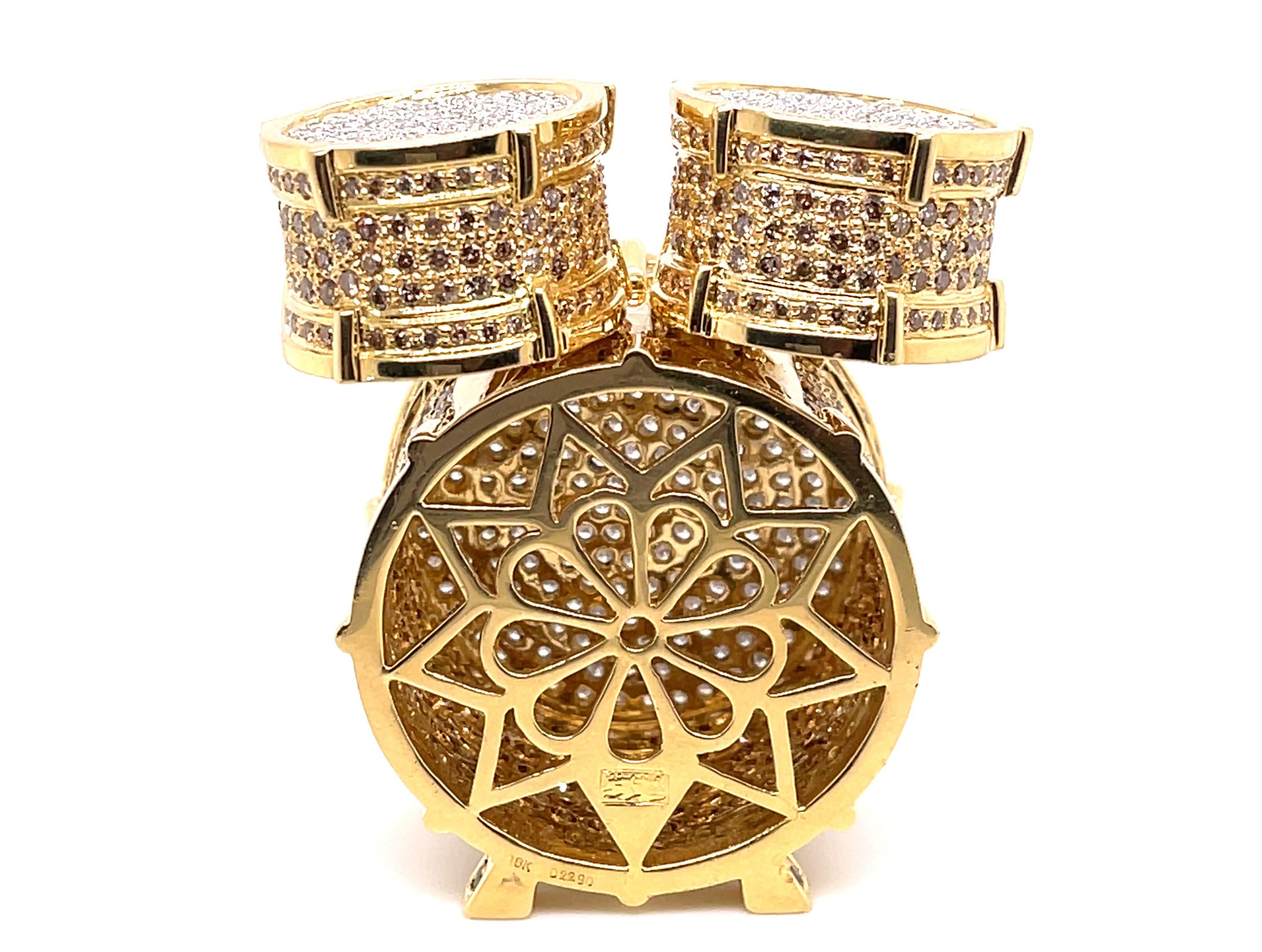 22,91 Karat Brown Diamant Trommel Set in 18k Gold von Shimon's Creations im Zustand „Neu“ im Angebot in New York, NY