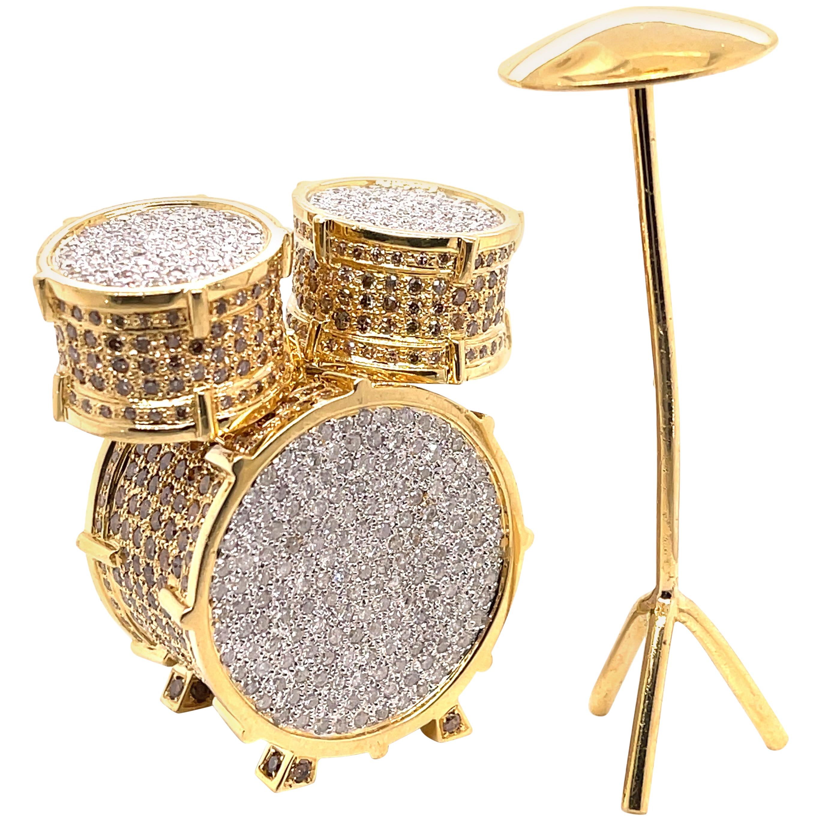 22,91 Karat Brown Diamant Trommel Set in 18k Gold von Shimon's Creations im Angebot