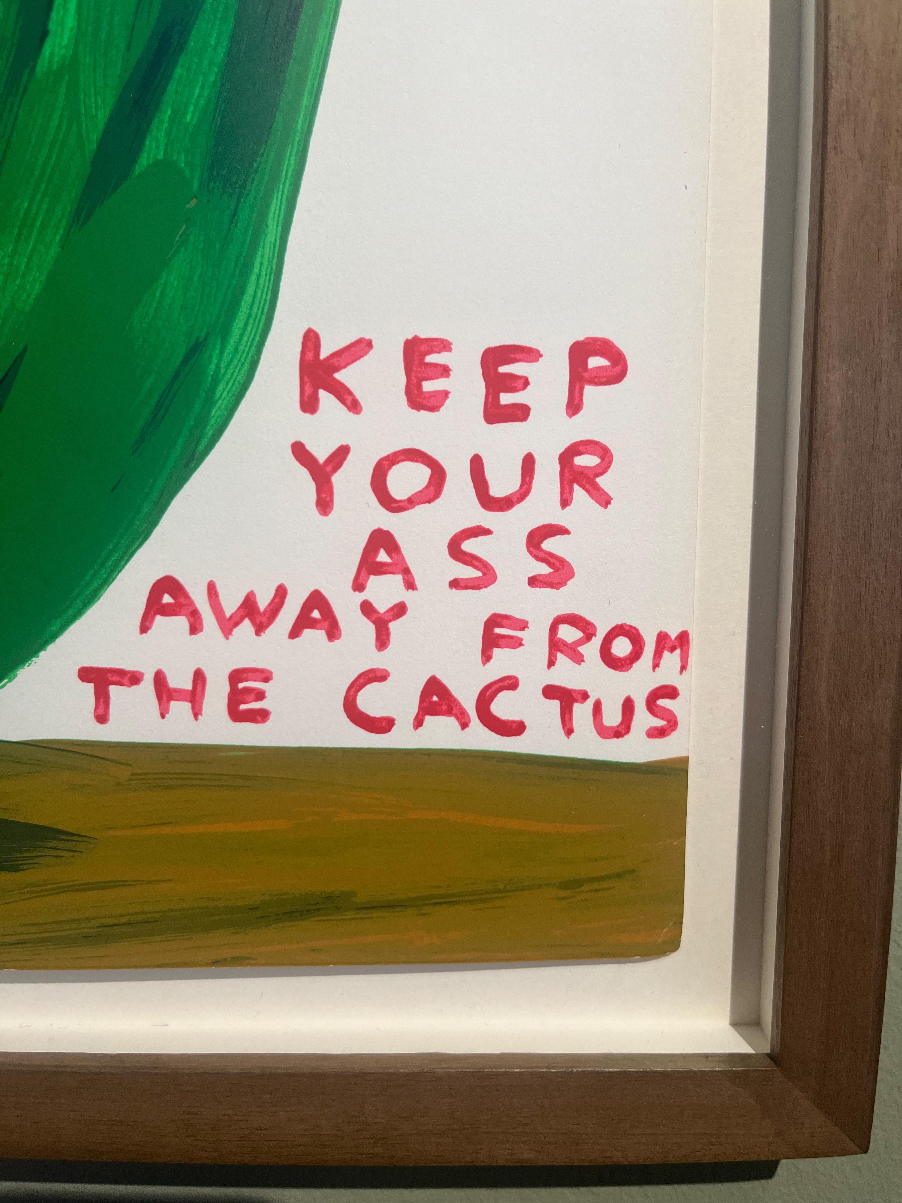 'Keep Your Ass Away From the Cactus' by David Shrigley, 2020

Screenprint in Colours on Wove, signed and numbered from the Edition of 125 in Pencil, published by AllRightsReserved, Hong Kong, sheet 76 x 56cm, framed.

Shrigley was born in