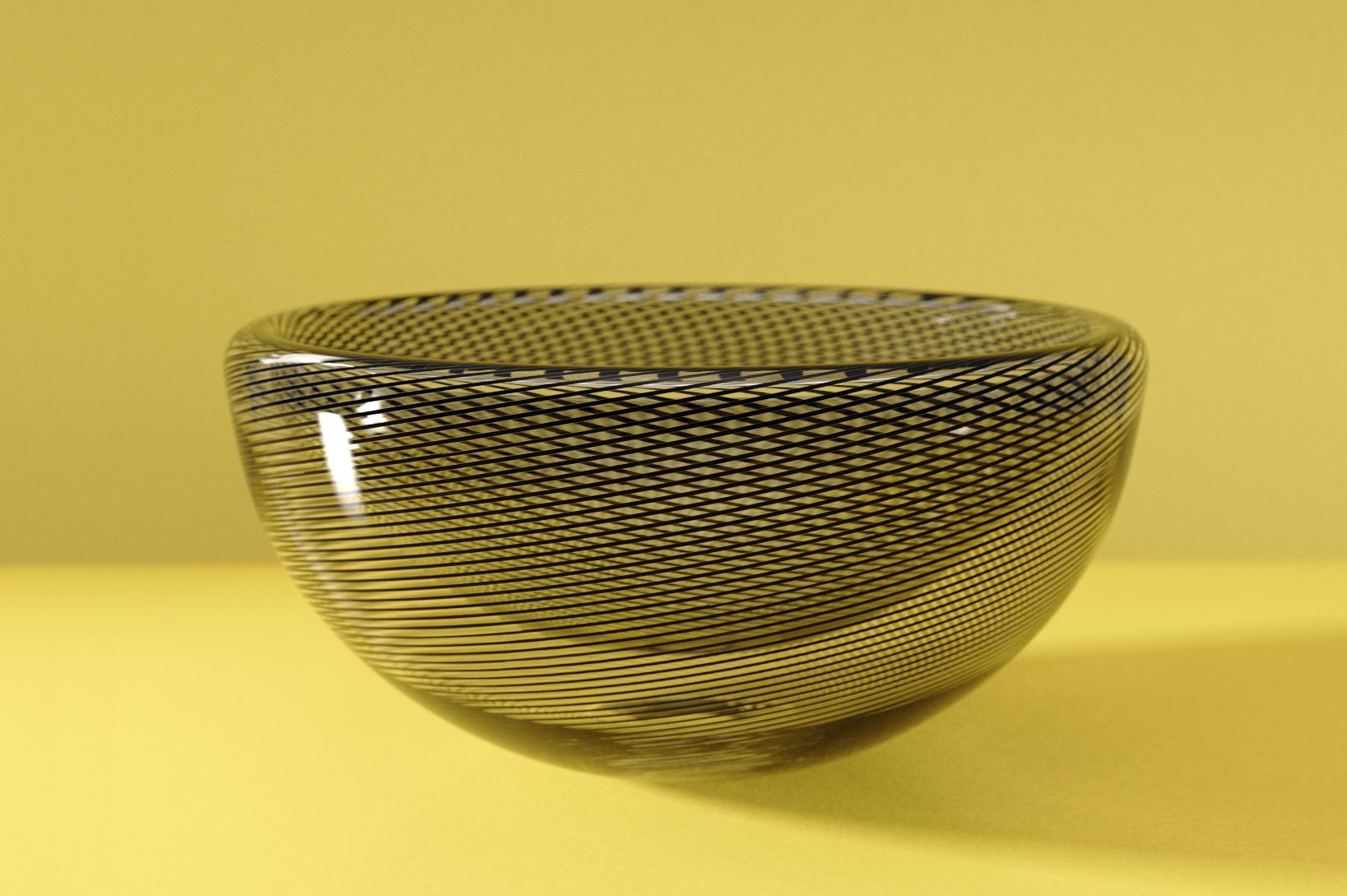 Mid-Century Modern KEEP Zephyr, Handblown Glass Bowl, Mid-Century Inspired Patterned Glass For Sale