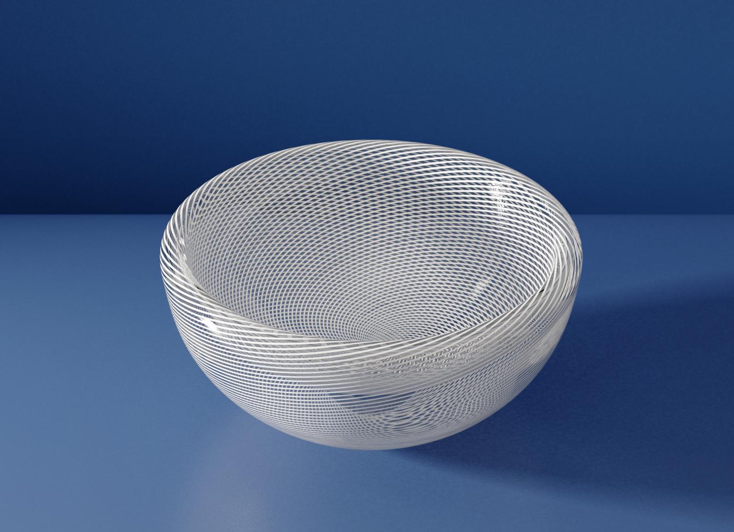 Blown Glass KEEP Zephyr, Handblown Glass Bowl, Mid-Century Inspired Patterned Glass For Sale