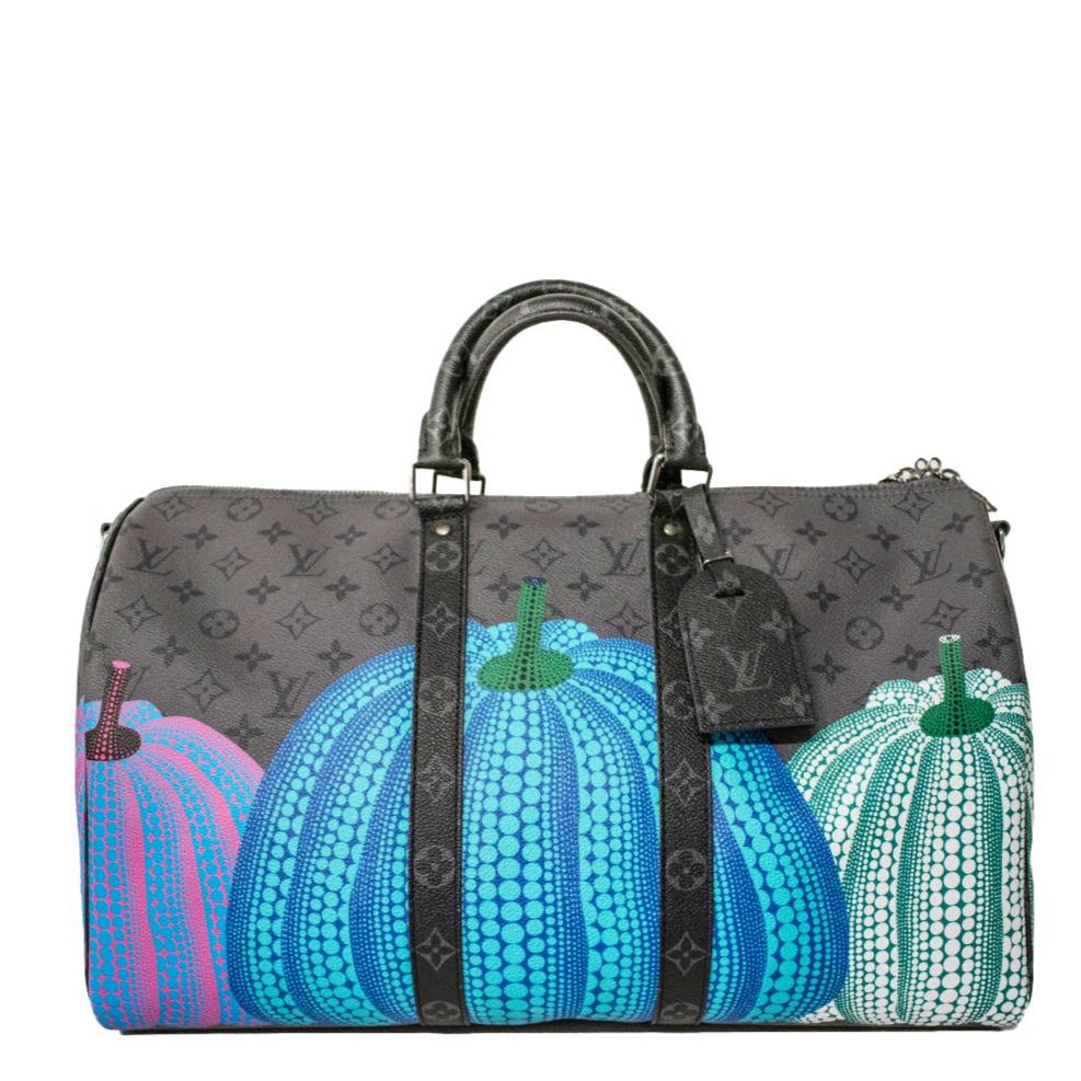 This Keepall 45, from the Louis Vuitton and Yayoi Kusama collaboration, is a highly coveted travel bag that is perfect for standing out. It is a favorite among collectors and comes with a full set. 

This Keepall 45 features a monogram print in