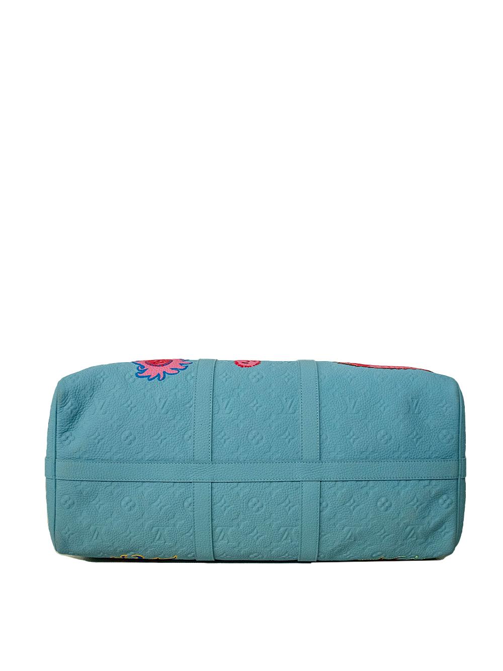 Blue Keepall 50 Travel Bag Louis Vuitton x Yayoi Kusama