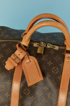 Keepall 60 Travel bag in leather with LV monogram print Louis Vuitton