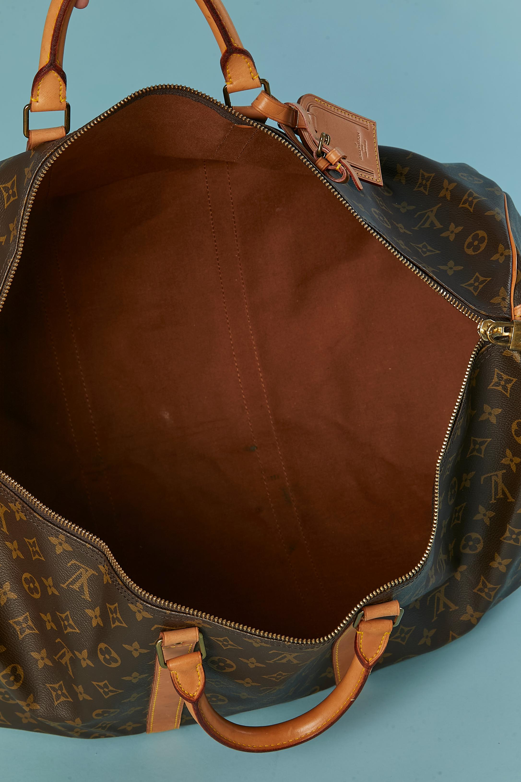 Women's or Men's Keepall 60 Travel bag in leather with LV monogram print Louis Vuitton For Sale