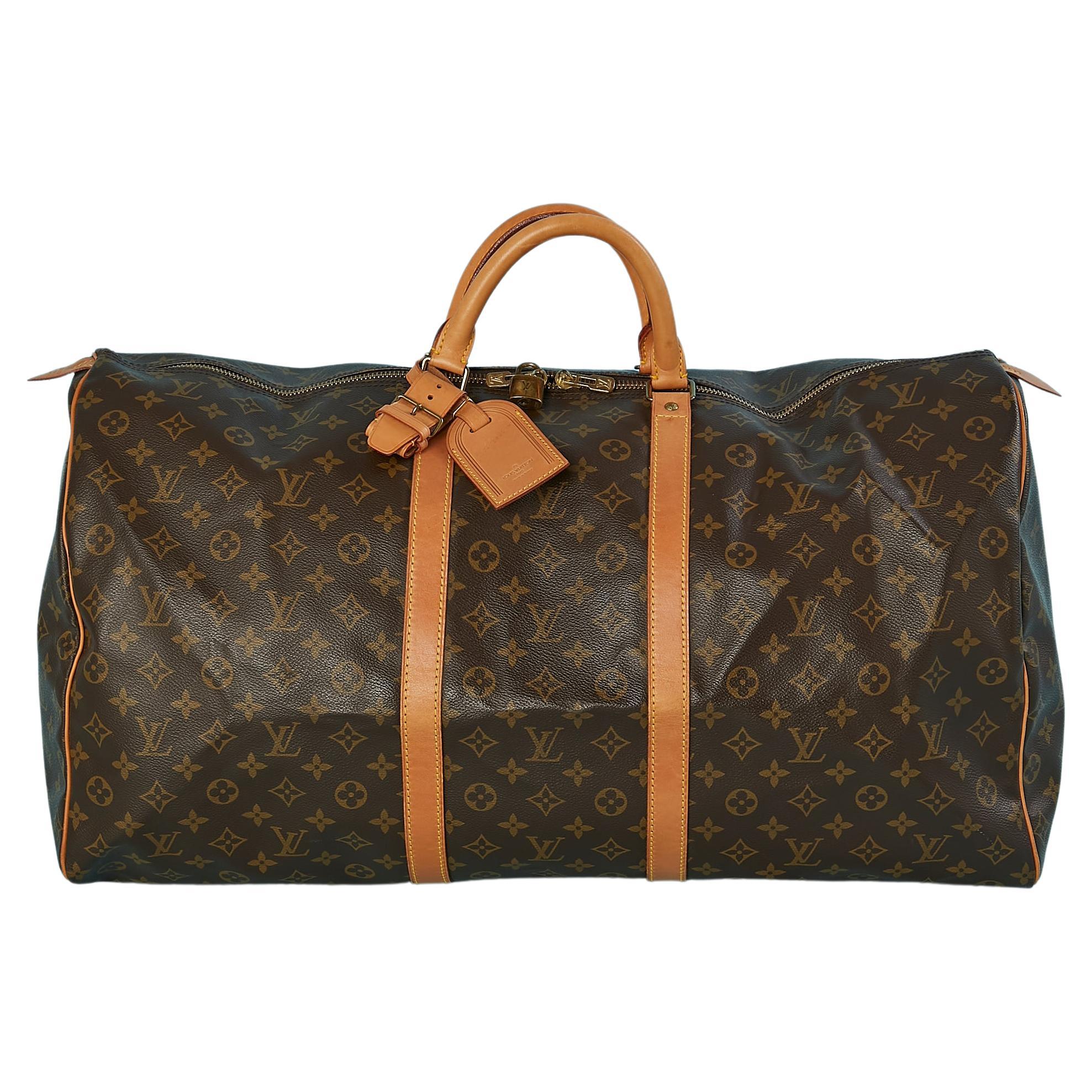 Keepall 60 Travel bag in leather with LV monogram print Louis Vuitton