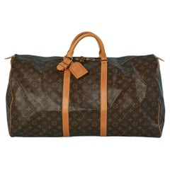 Keepall 60 Reisetasche aus Leder mit LV-Monogrammdruck Louis Vuitton