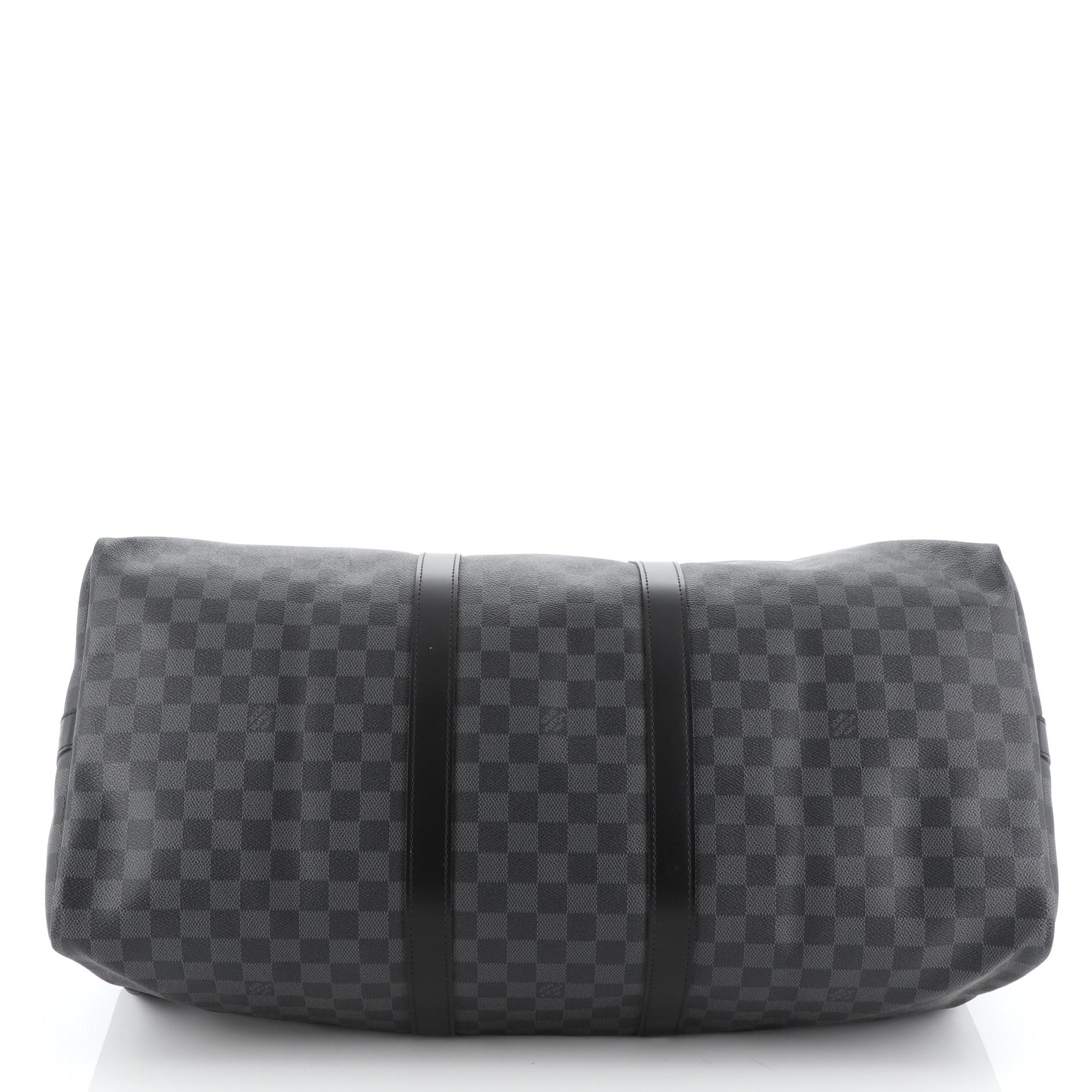 Keepall Bandouliere Bag Damier Graphite 55 In Good Condition In NY, NY
