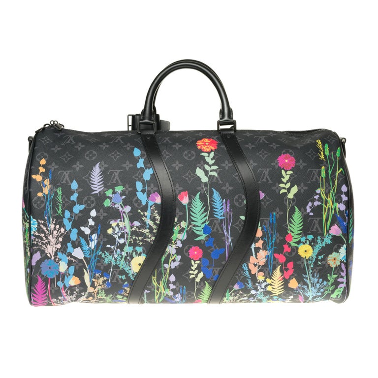 Keepall strap Limited Edition 50 Foliage Black with Floral Colors ...