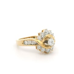Keepsake 14k Yellow Gold 0.88ctw Diamond Cluster Classy Ring