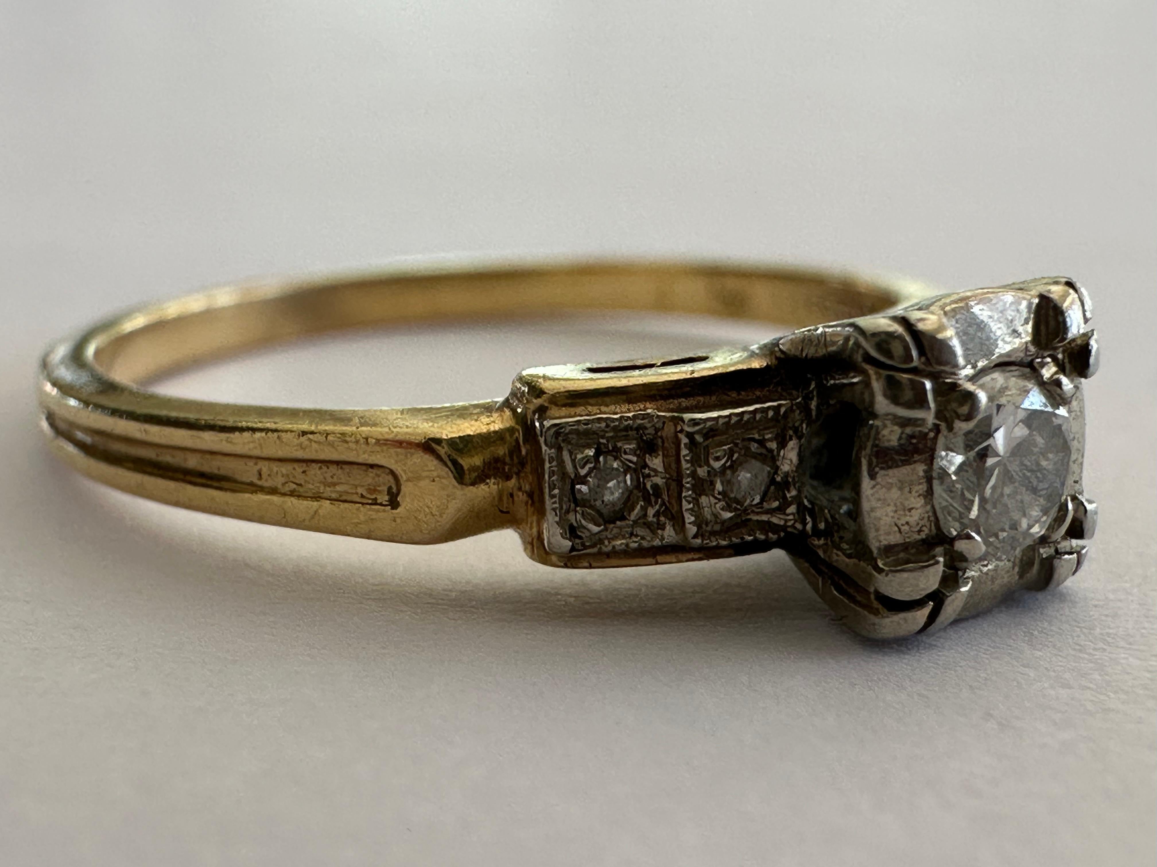 Keepsake Diamond Two-Tone Engagement Ring In Good Condition For Sale In Denver, CO