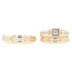 Keepsake Diamant-Ehering-Set Gelbgold, 10k Rundschliff Brautmodenringe